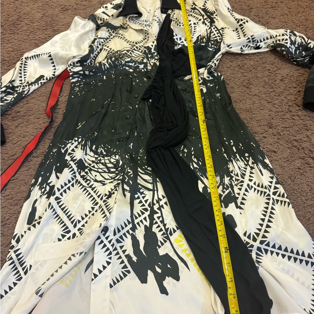 Preen by Thornton Bregazzi Red Black Art Deco Silk Wrap Dress 8 M $1700+ - Picture 15 of 16